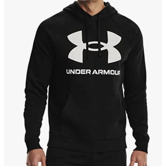 Under Armour Other - UNDER ARMOUR Rival Fleece Big Logo Black Hoodie Size XL 1357093 BRAND NEW